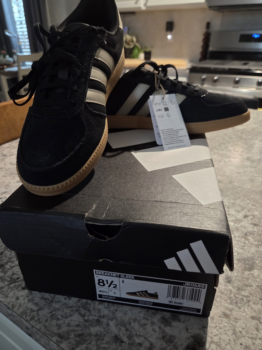 New In Box adidas Breaknet Sleek Women’s Black Suede with Bronze An Gum Sole - Picture 6 of 10